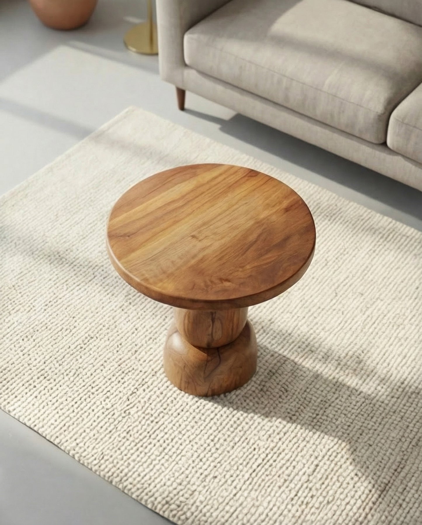 Solid Teak Wood Pebble Coffee Table