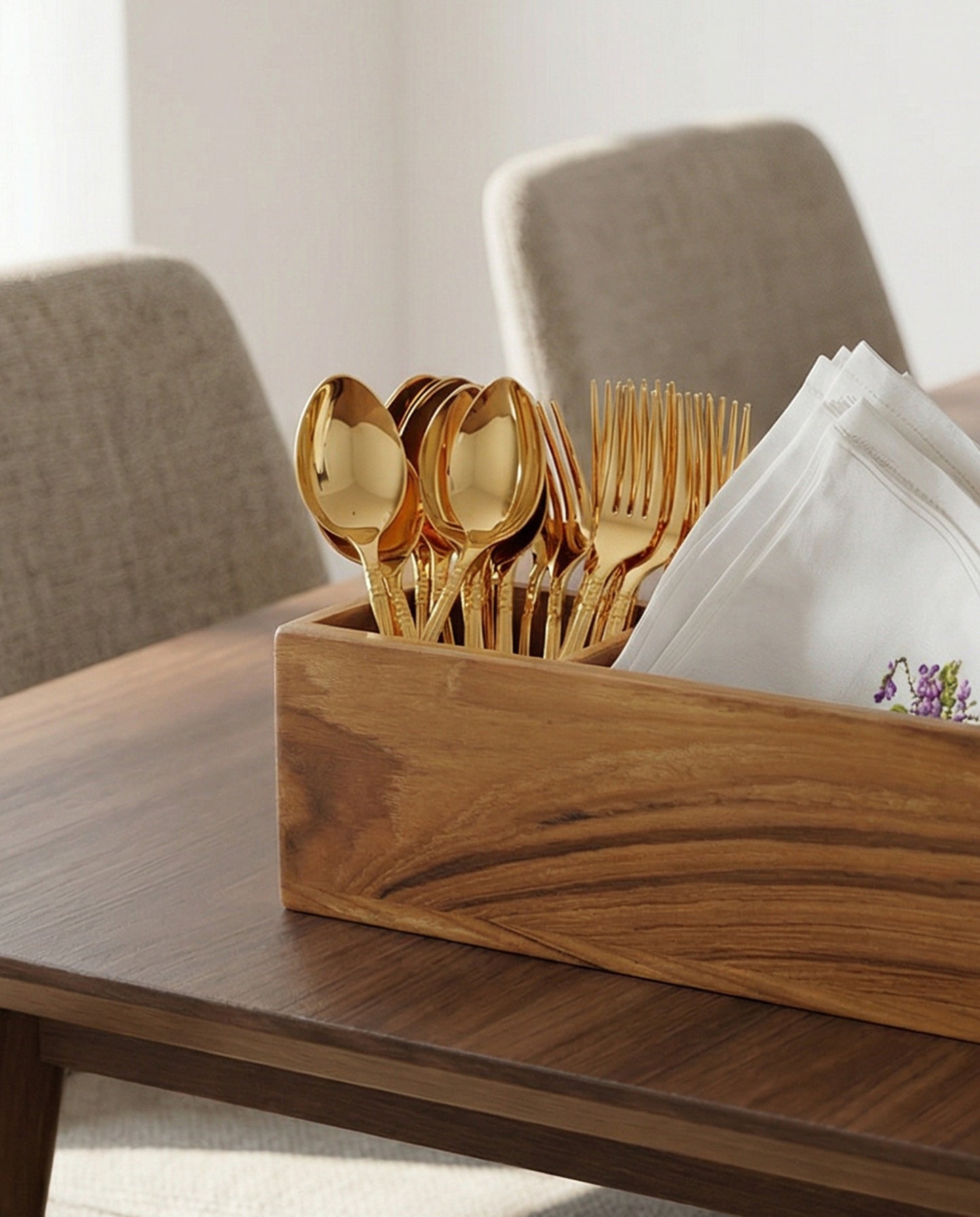 Solid Teak Wood Cutlery Stand