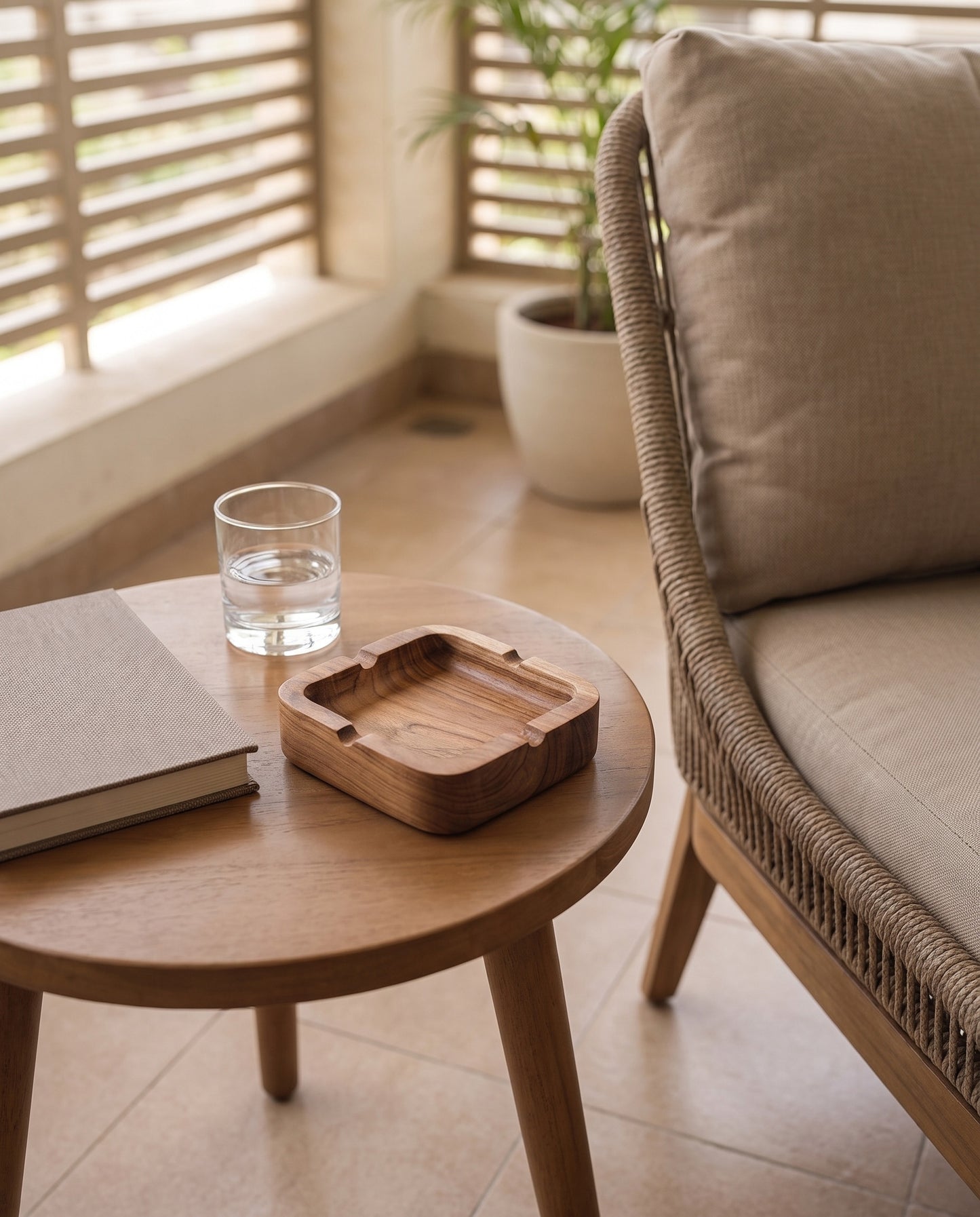 Solid Teak Wood Ashtray