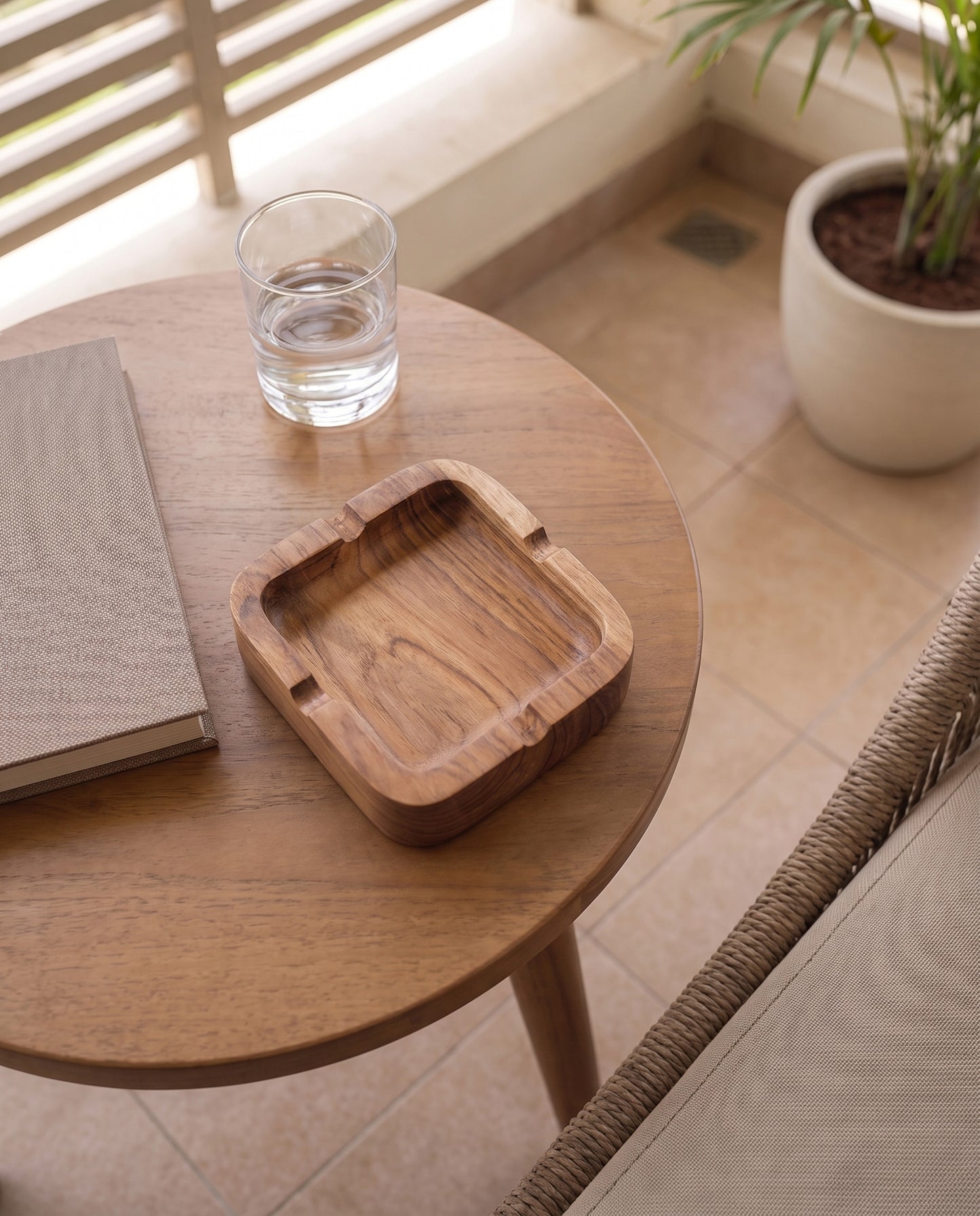 Solid Teak Wood Ashtray