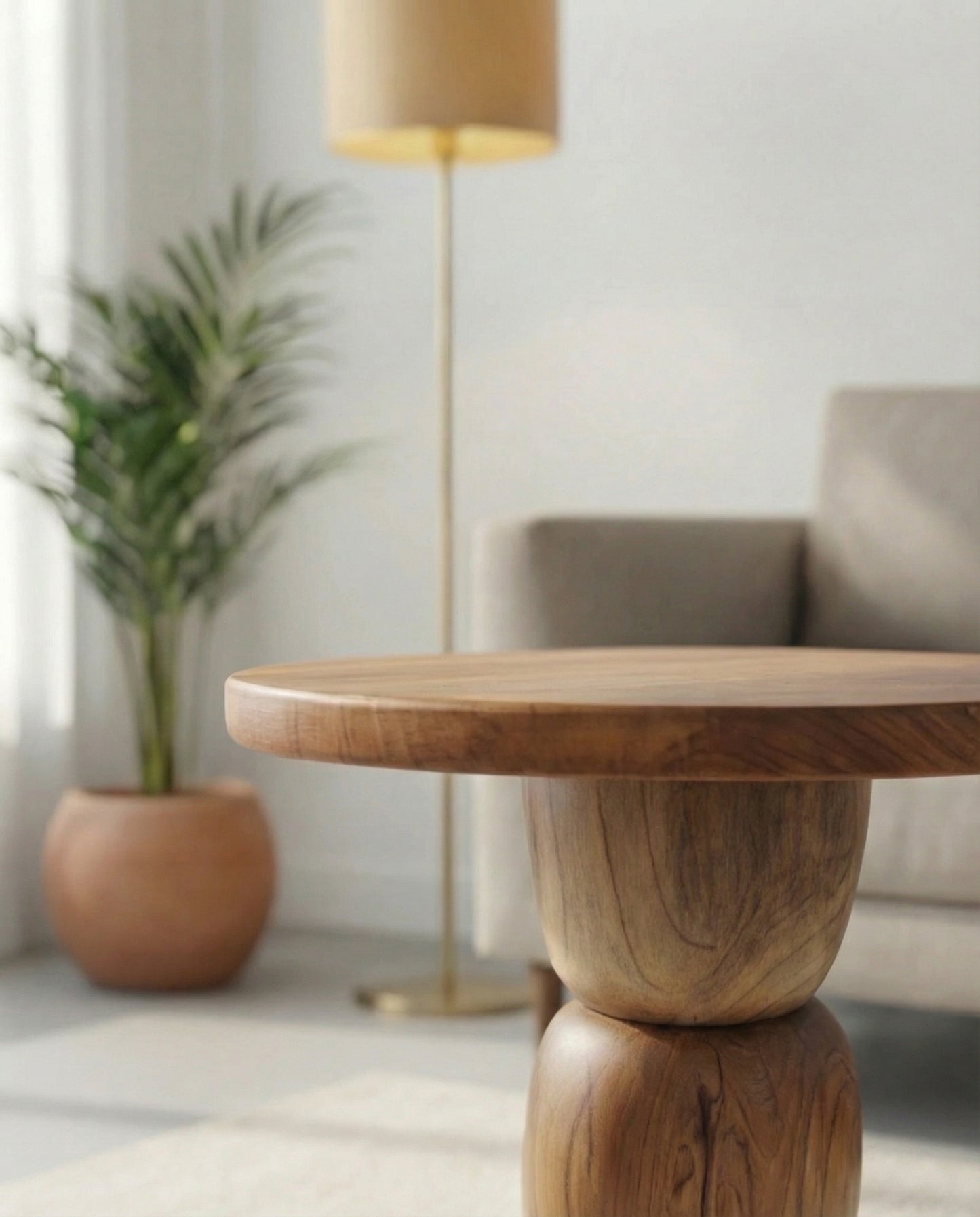 Solid Teak Wood Pebble Coffee Table