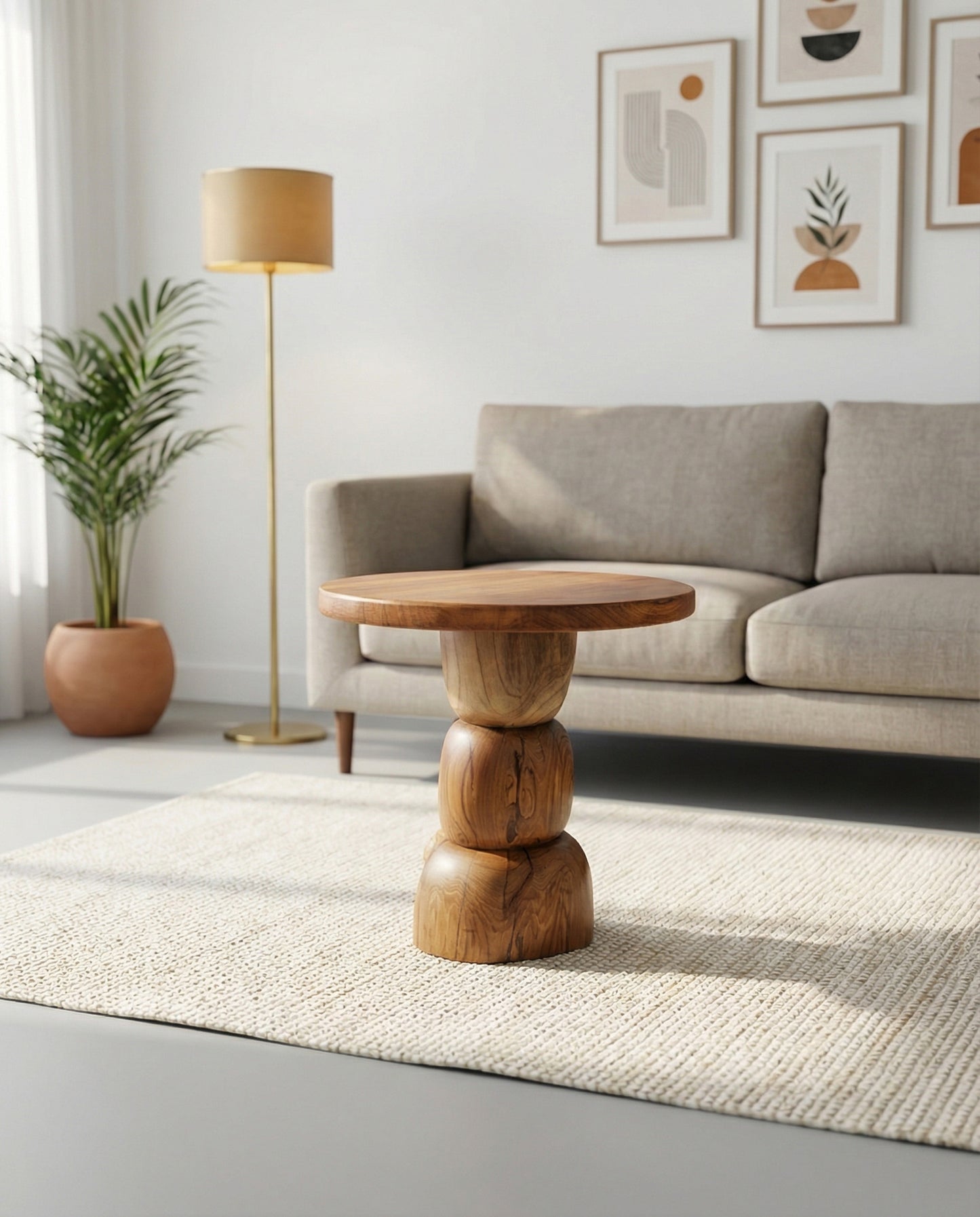Solid Teak Wood Pebble Coffee Table
