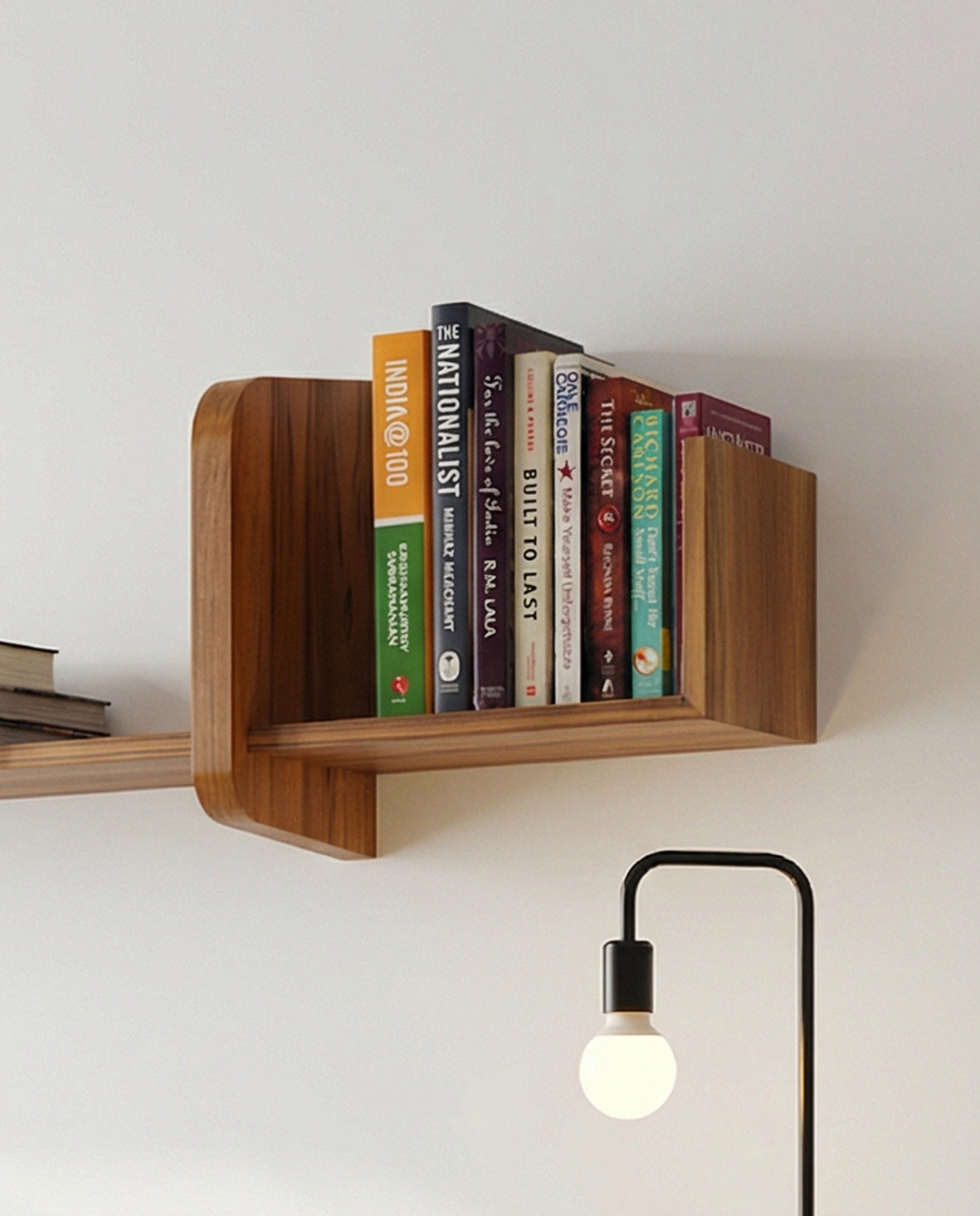 Solid Teak Floating Wall Bookshelf