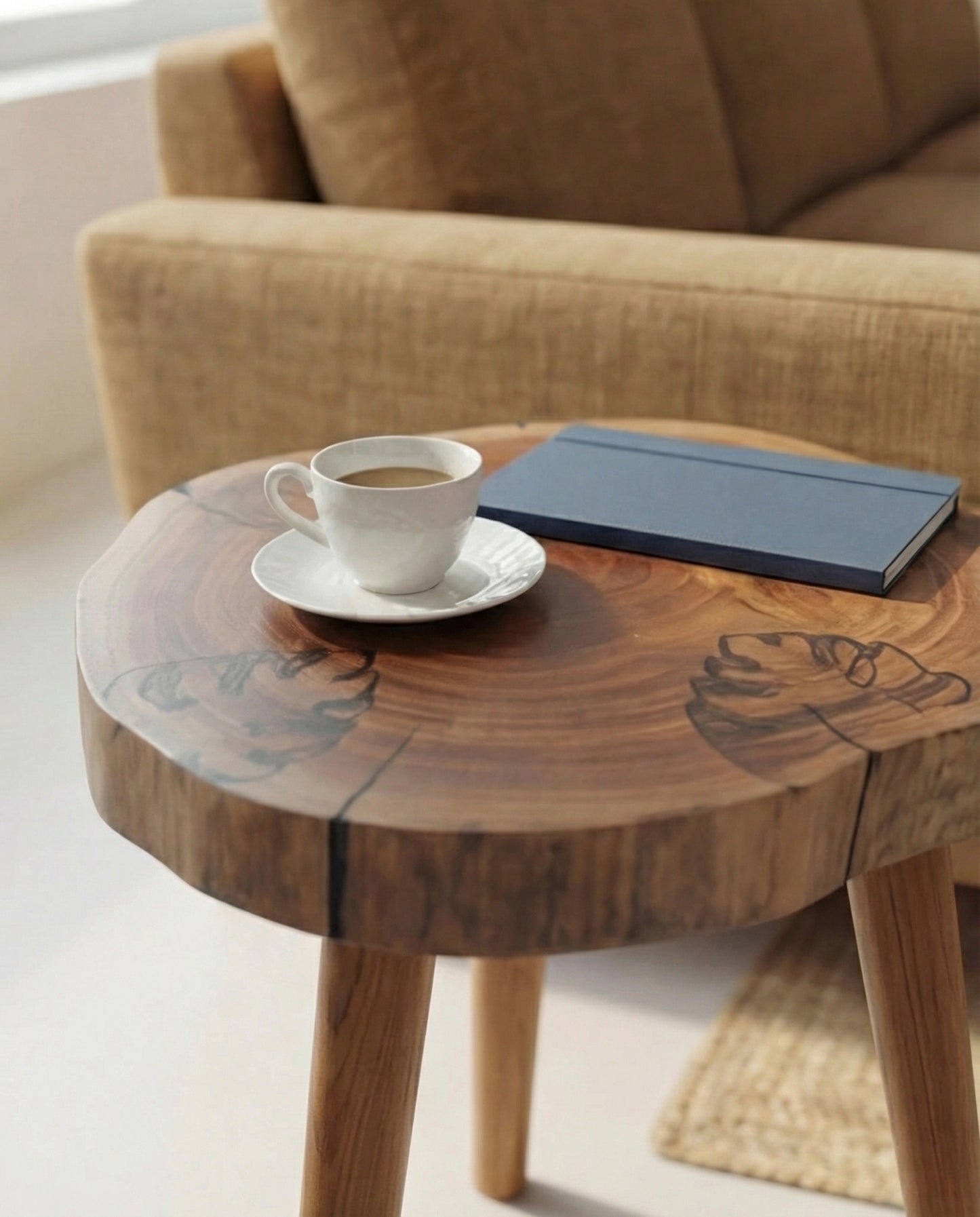 Solid Teak Wood Leaf Inlay Table