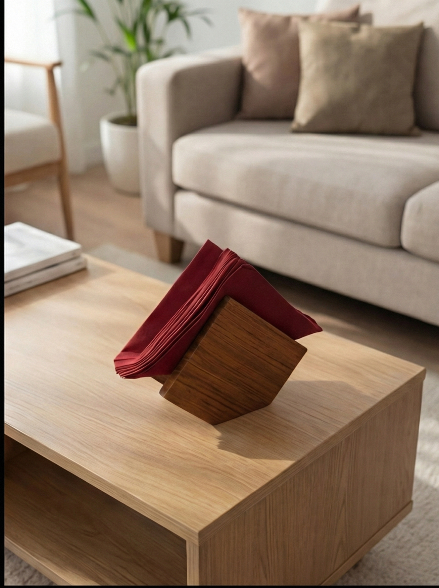 Solid Teak Wood Tissue Paper Holder
