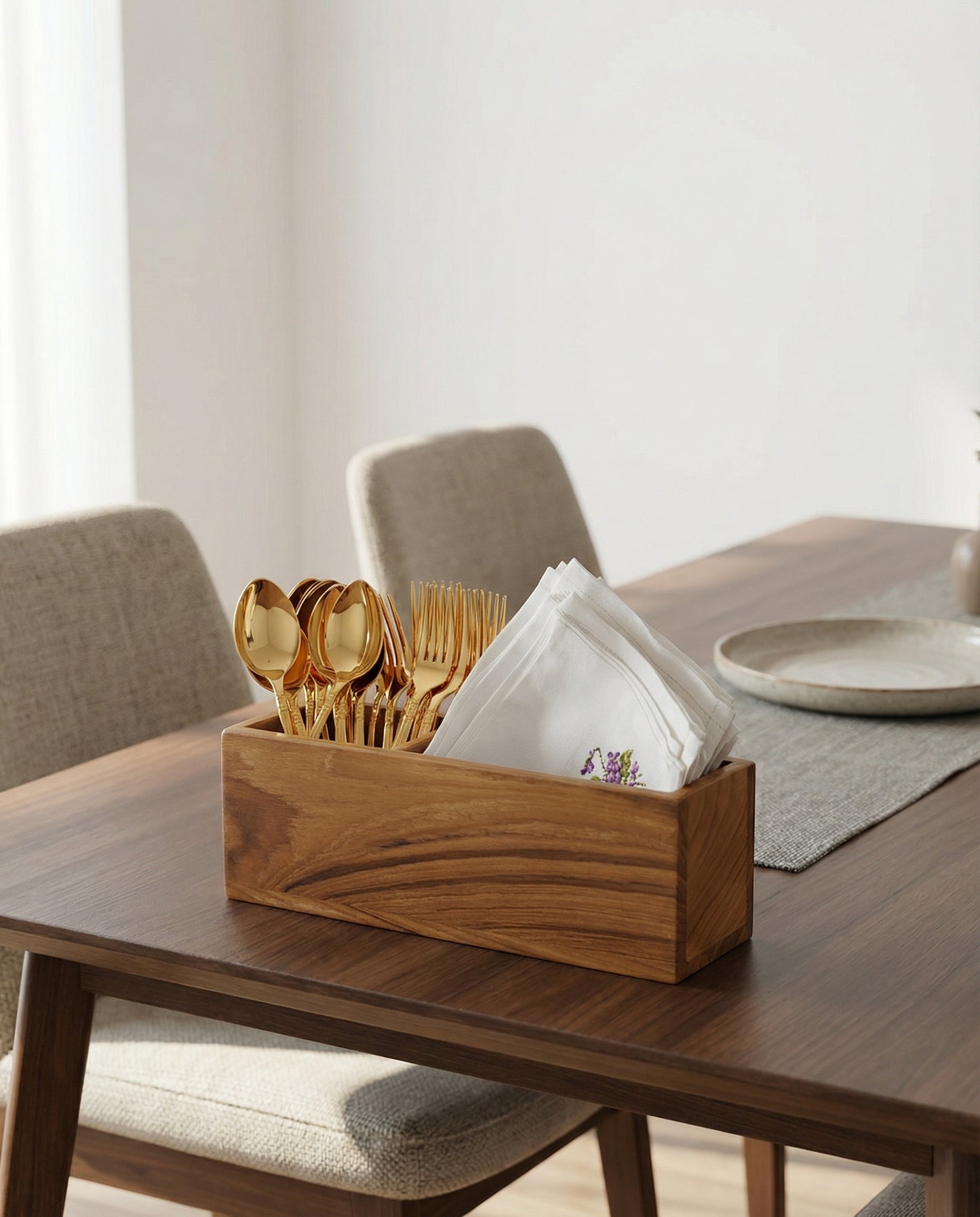 Solid Teak Wood Cutlery Stand