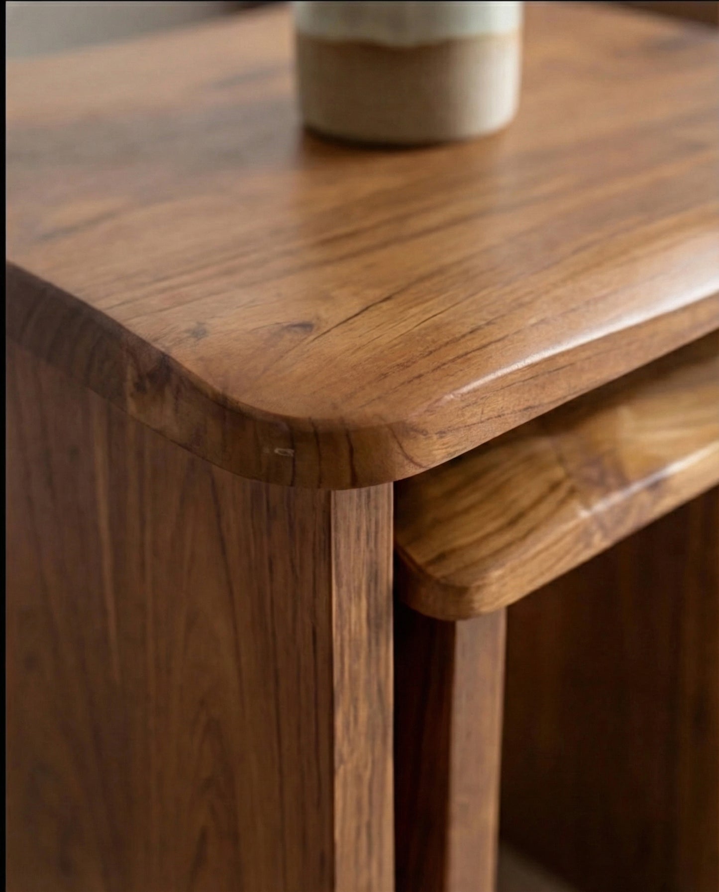 Solid Teak Wood Nesting Table Set