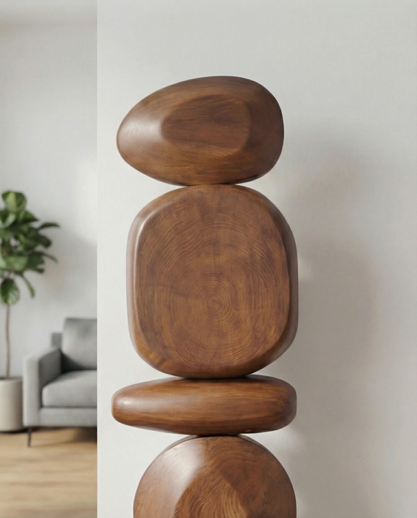 Teak Totem Sculpture - Medium