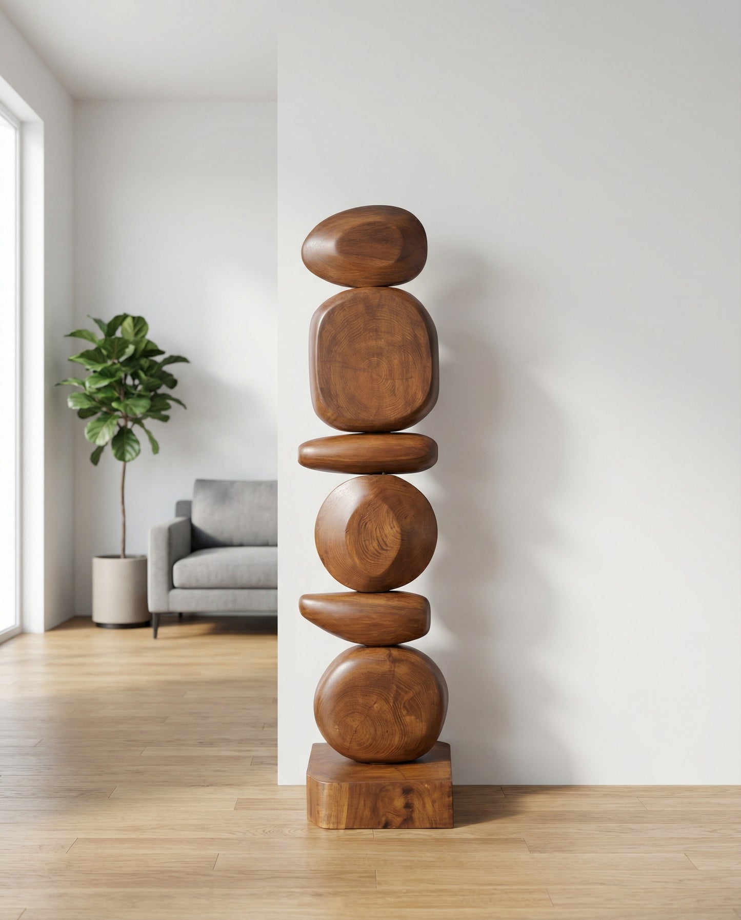 Teak Totem Sculpture - Medium