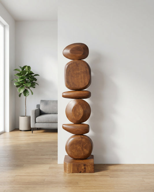 Teak Totem Sculpture - Medium