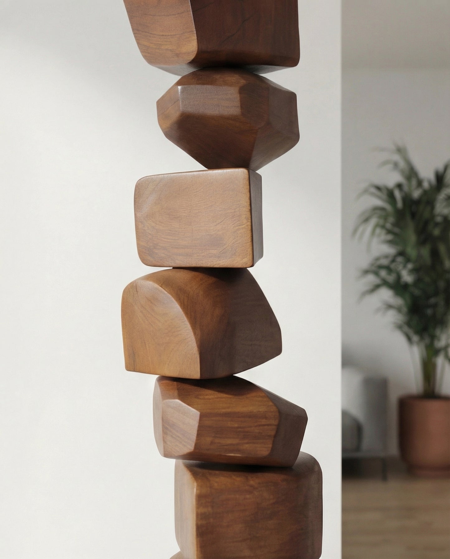 Teak Totem Floor Sculpture – Tall