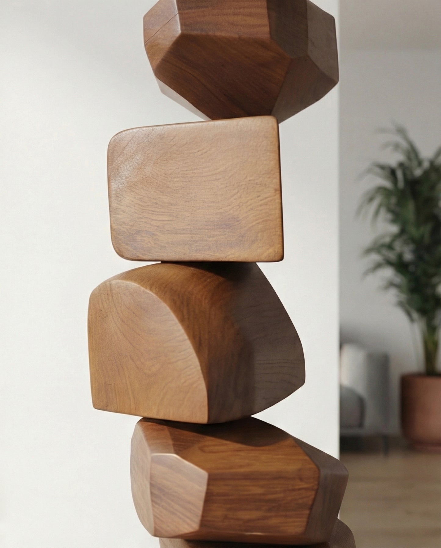 Teak Totem Floor Sculpture – Tall