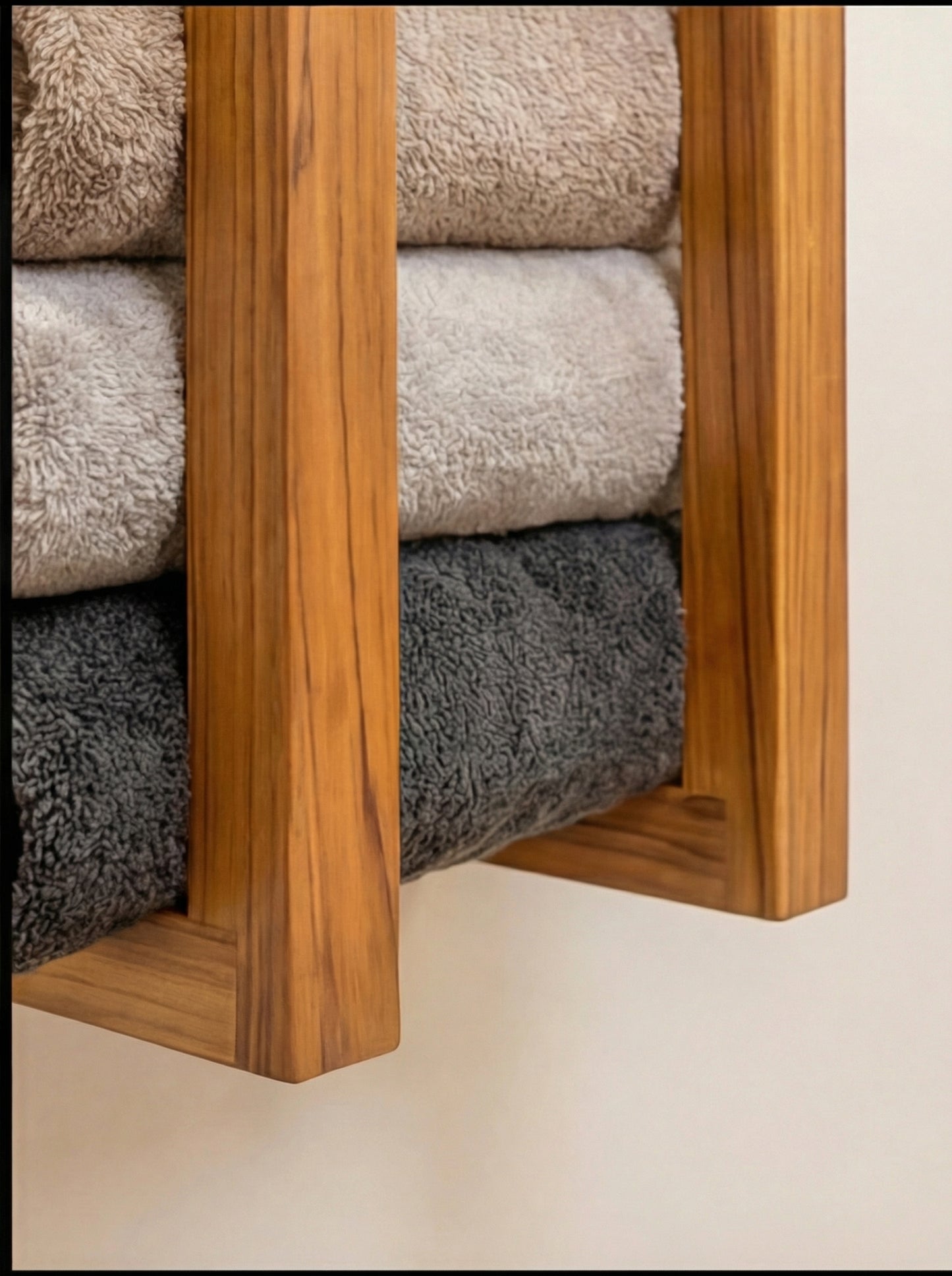 Teak Wall Towel Rack