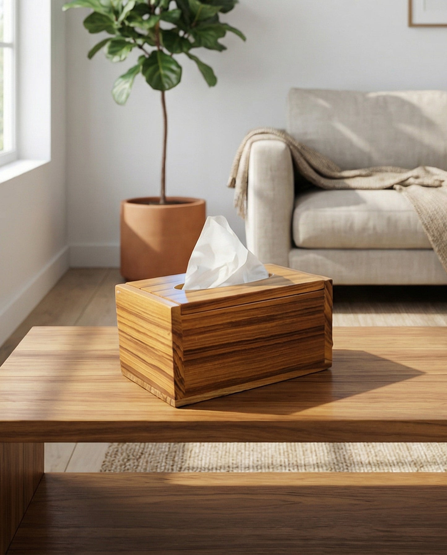 Teak Tissue Box Holder