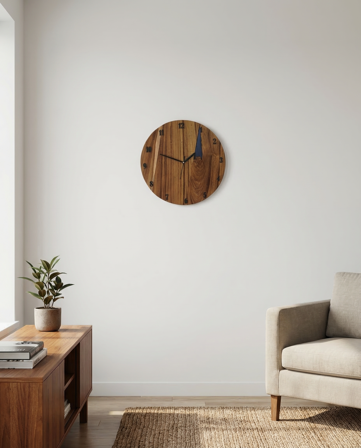 Teak Round Wall Clock