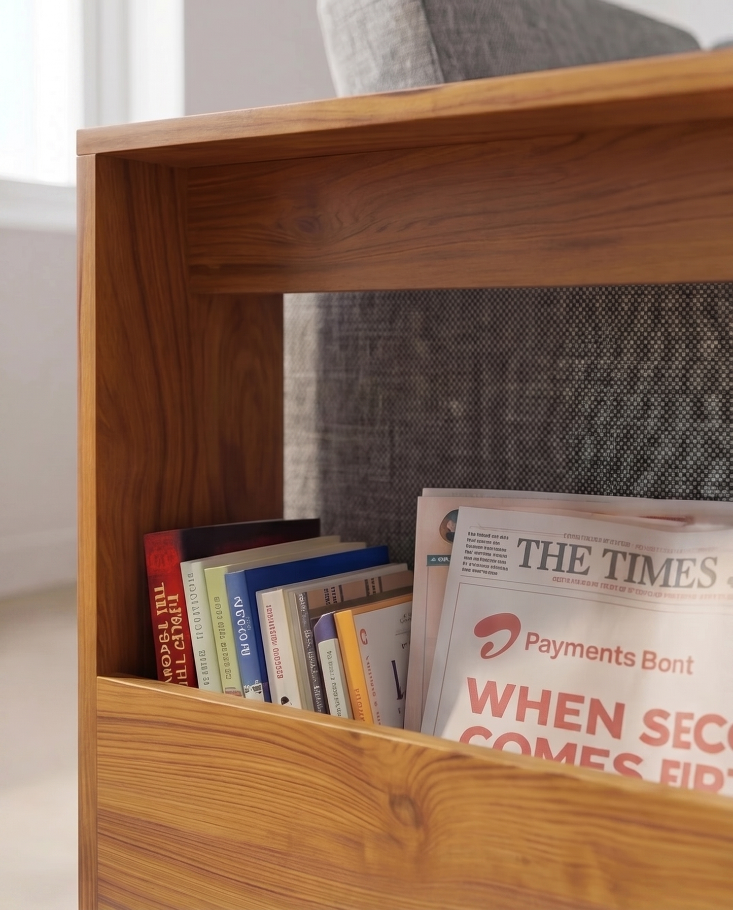Teak Sofa Side Storage Table