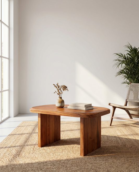 Solid Teak Low Rectangular Side Table
