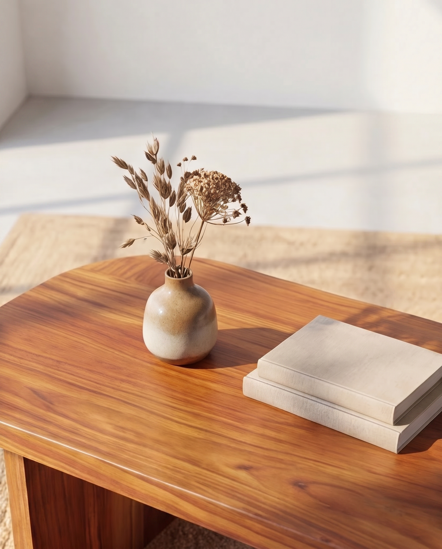 Solid Teak Low Rectangular Side Table
