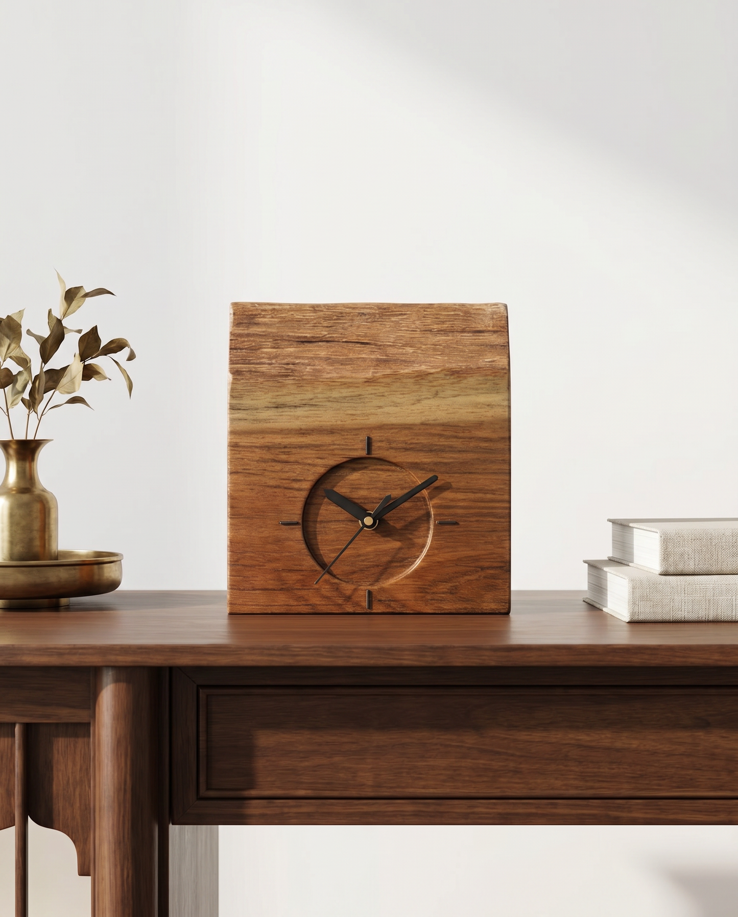 Solid Teak Table Top Clock