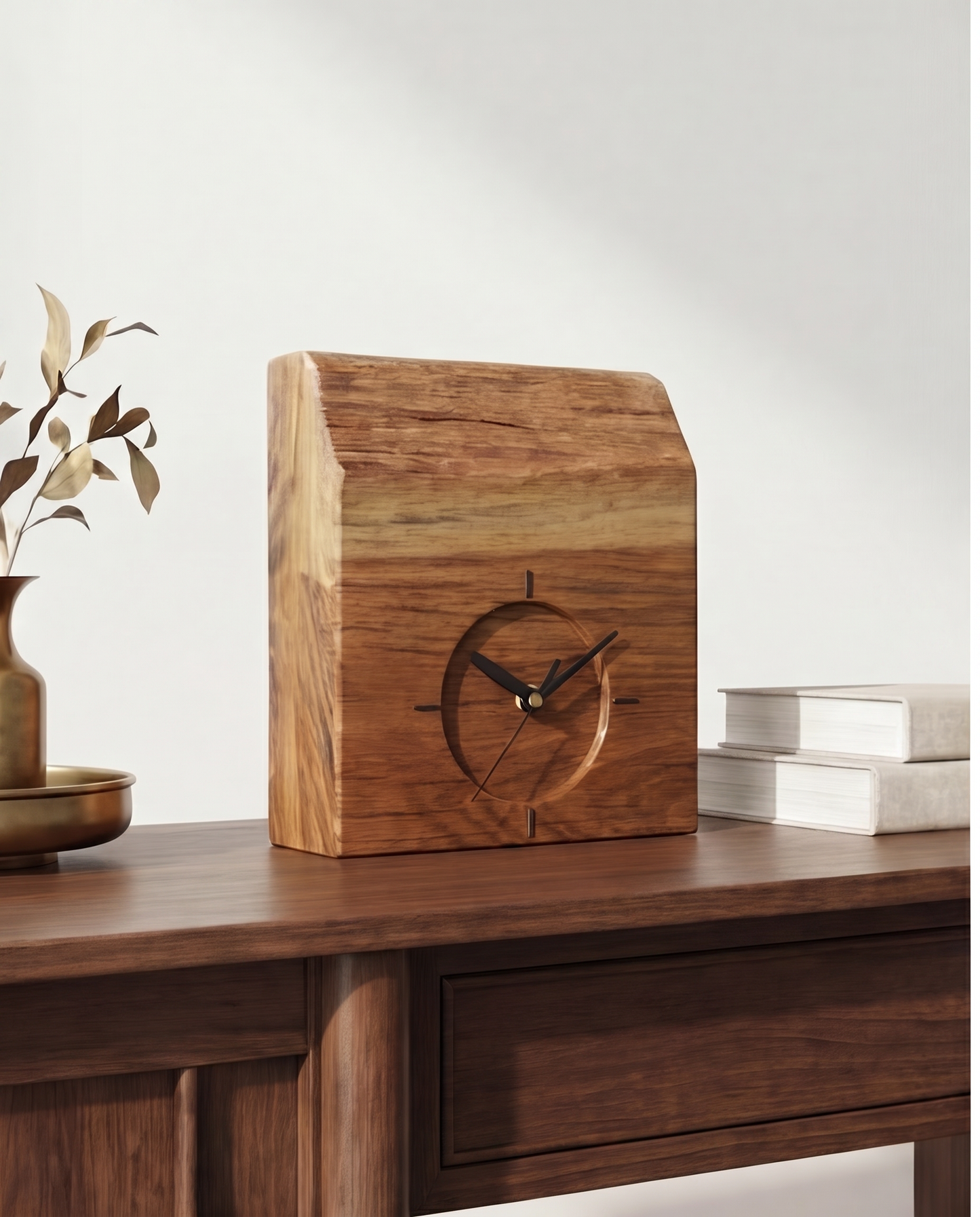 Solid Teak Table Top Clock