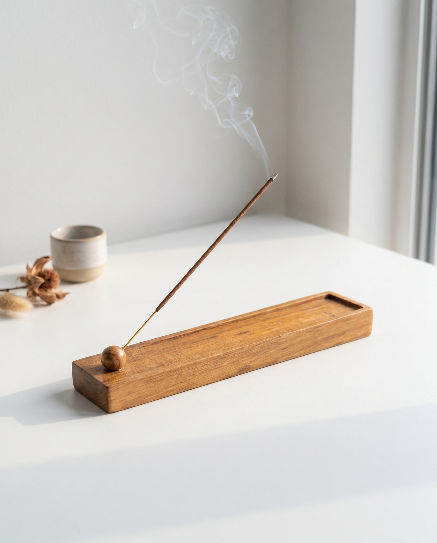 Solid Teak Strip Incense Holder