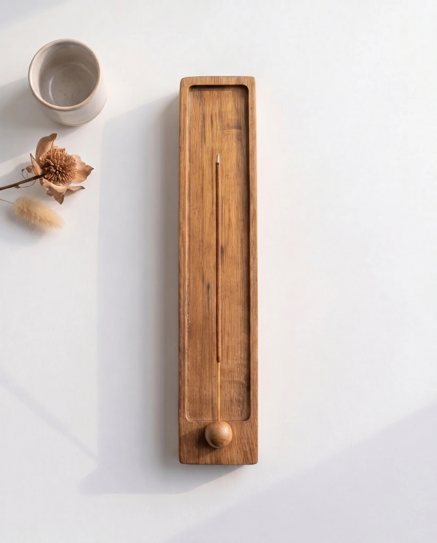 Solid Teak Strip Incense Holder