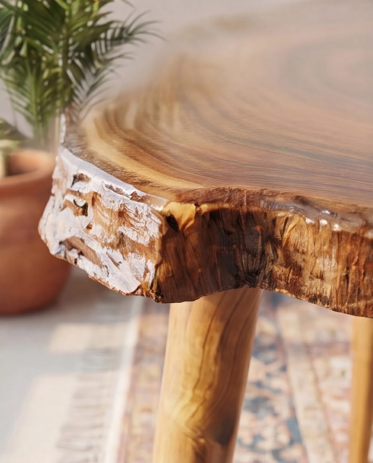 Solid Teak Clear Epoxy Resin Table